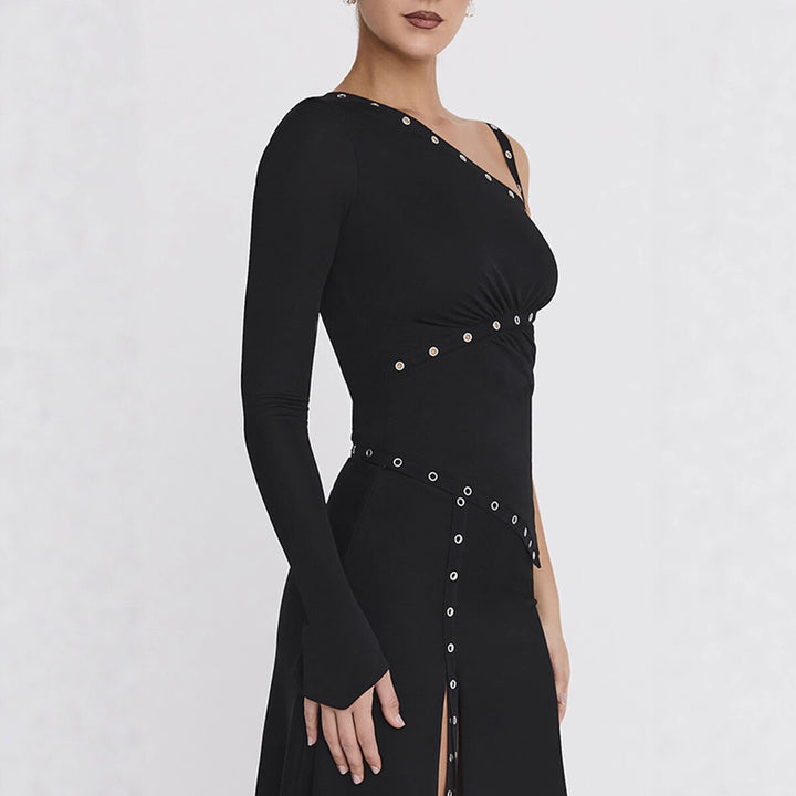 Damen Elegantes Oberteil mit asymmetrischem Schnitt und dekorativen Ösen Drune