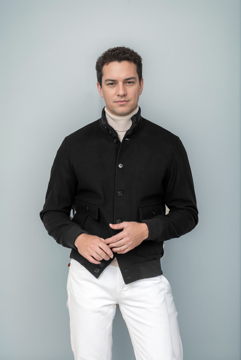 Herren modische Übergangsjacke mit praktischem Stehkragen und funktionalen Reißverschlusstaschen Drune