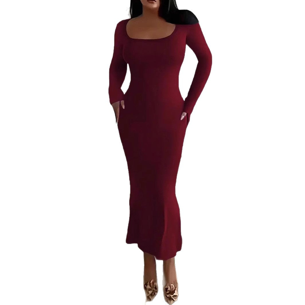 Damen Elegantes langes Abendkleid mit modernen Ärmeln und Taschen Drune