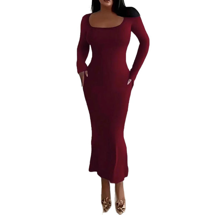 Damen Elegantes langes Abendkleid mit modernen Ärmeln und Taschen Drune