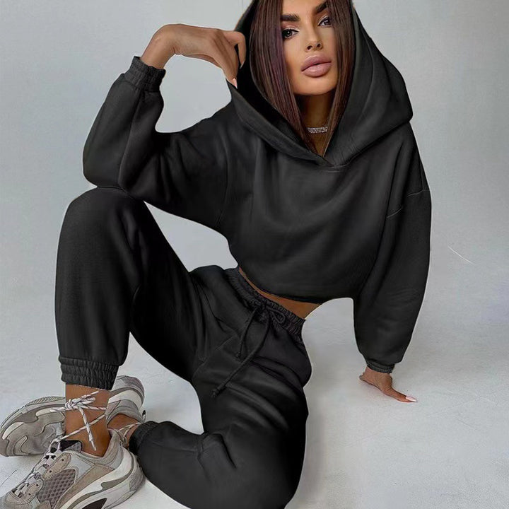 Damen sportliches und lässiges Hoodie-Set mit weitem Schnitt Drune