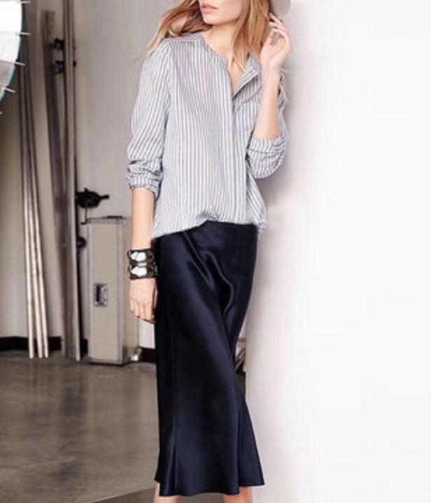 Damen Elegante und fließende Bluse mit Streifen Drune