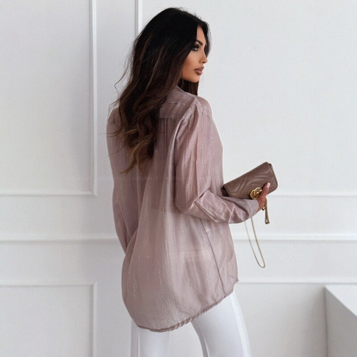 Damen lässige Bluse mit filigranem Glanz Drune