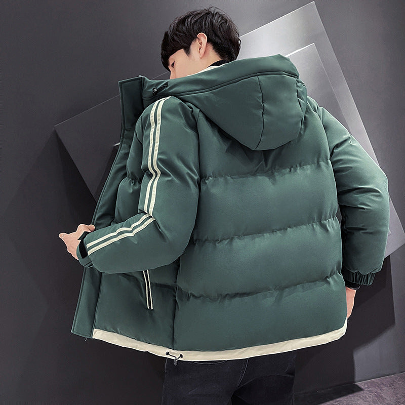 Herren Sportiver Steppparka mit Kapuze, Kontrastblenden und Ärmelstreifen Drune