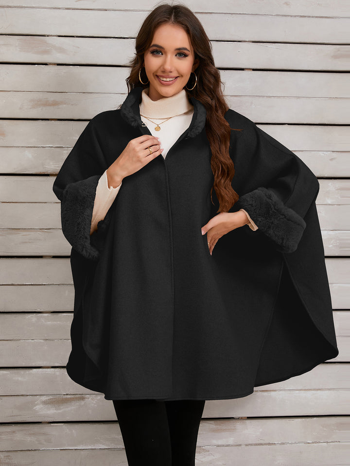 Damen Übergroße Umarmende Poncho mit Kuschelfutter Drune