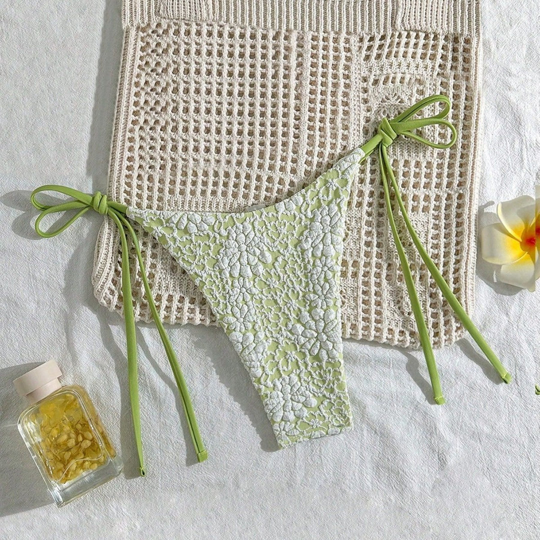 Damen Bikiniunterteil mit floralen Spitzenapplikationen Drune