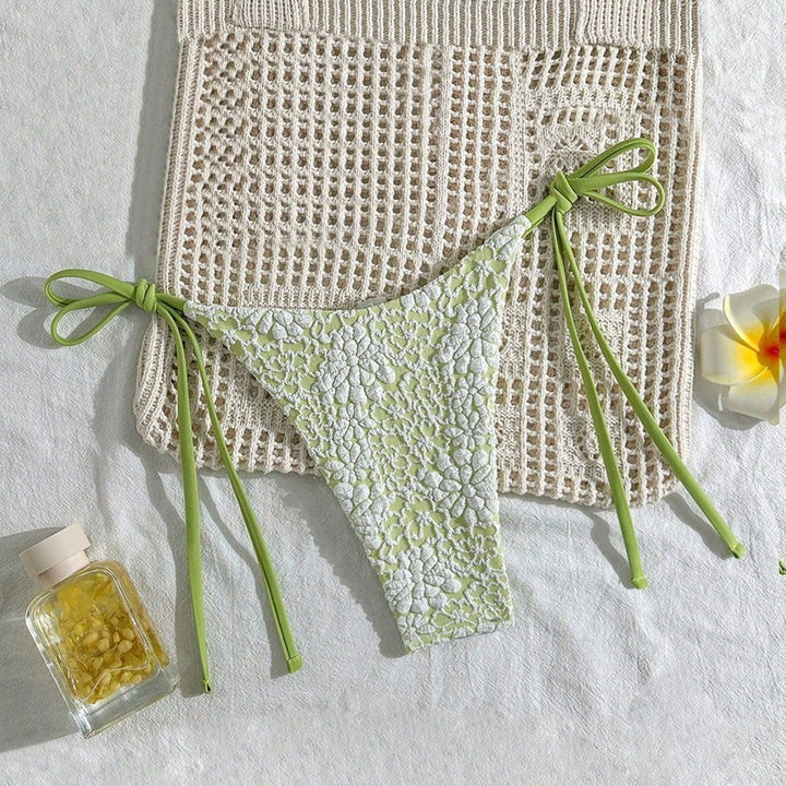 Damen Bikiniunterteil mit floralen Spitzenapplikationen Drune