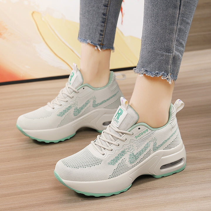 Damen nan modischer Strick-Fitness-Sneaker mit ergonomischer Rocker-Sohle und integrierter Dämpfungskammer Drune