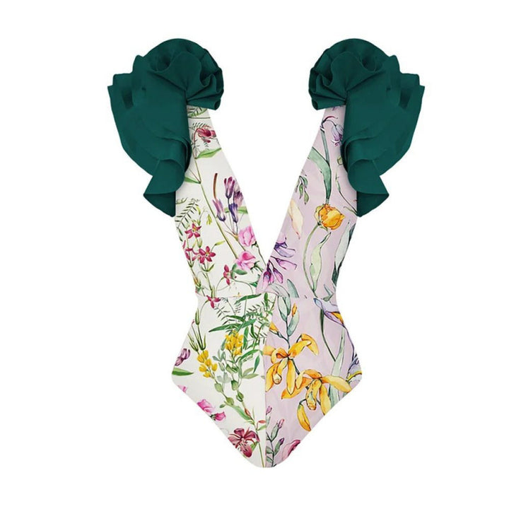 Damen Badeanzug-Set mit voluminösen Rüschendetails und elegantem Überrock Drune