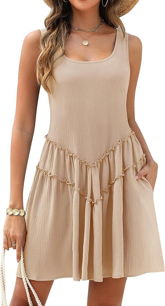 Damen luftiges Sommerkleid mit Rüschendesign Drune