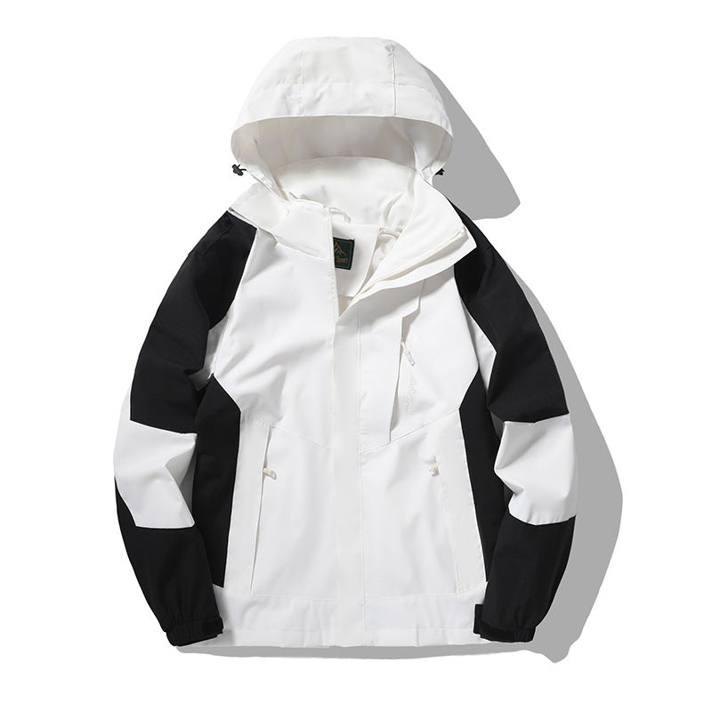 Herren wind- und wasserabweisende Outdoor-Hoodiejacke mit Belüftungsnetz, verstellbarer Kapuze und verdeckter Frontblende Drune