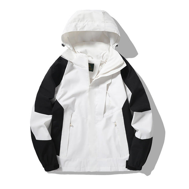 Herren wind- und wasserabweisende Outdoor-Hoodiejacke mit Belüftungsnetz, verstellbarer Kapuze und verdeckter Frontblende Drune