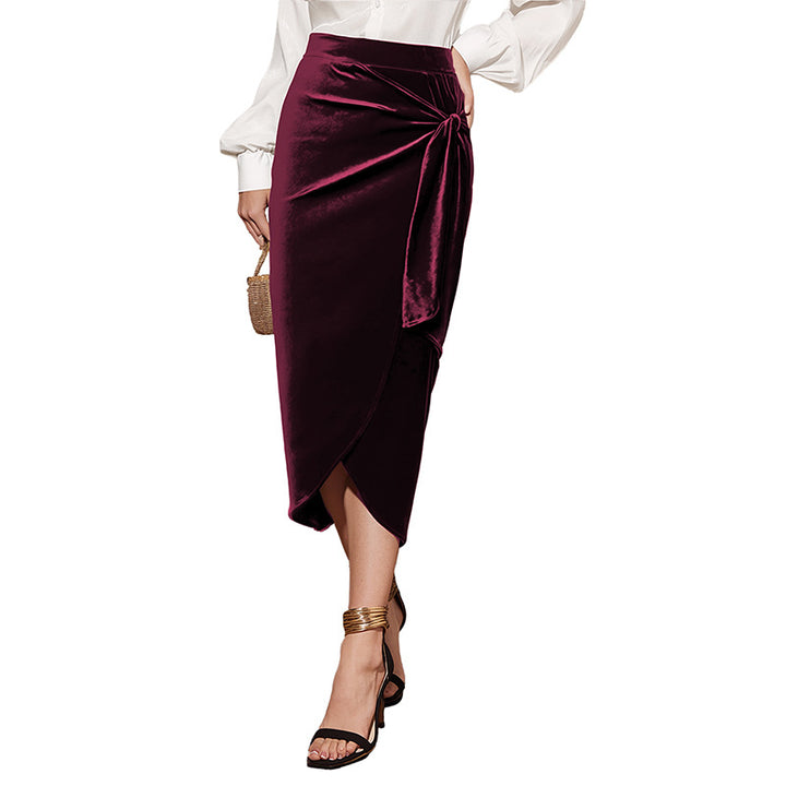 Damen Eleganter Wickelrock mit Taillengürtel Drune