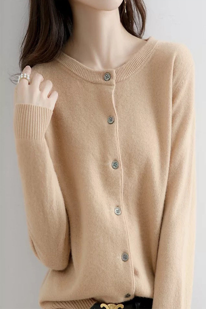 Damen Langärmliger Cardigan aus weichem Feinstrick mit Knopfleiste Drune