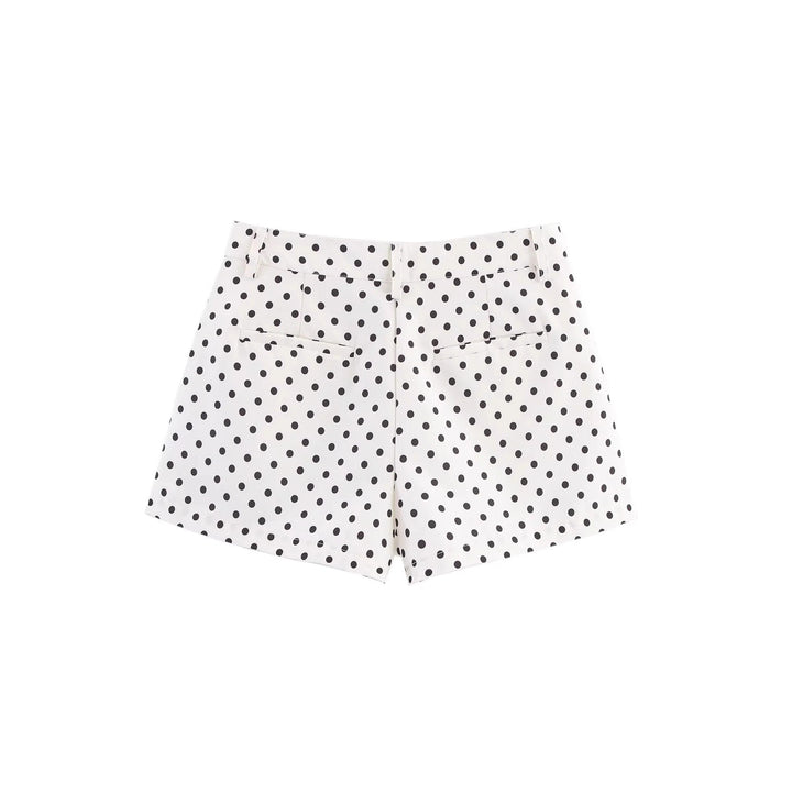 Damen nan kurz geschnittenes Zweiteiler-Set mit gepunkteter Cropped-Jacke, Stehkragen und Highwaist-Shorts Drune