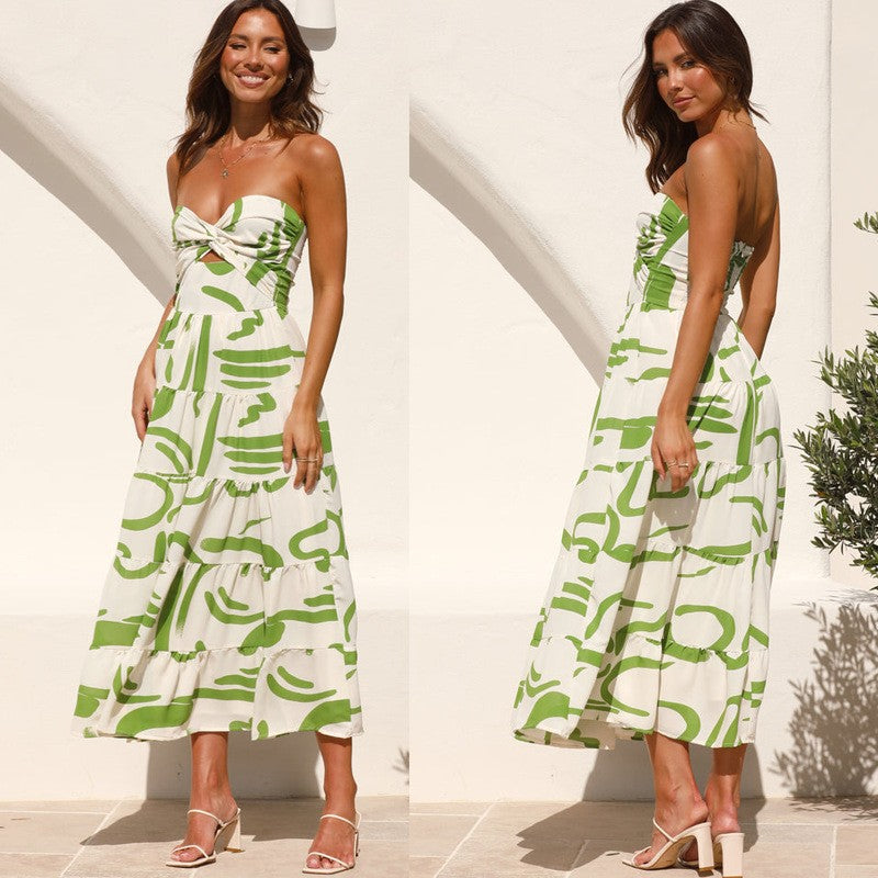 Damen Maxikleid mit modernen Drapierungen und lässigem Schnitt Drune
