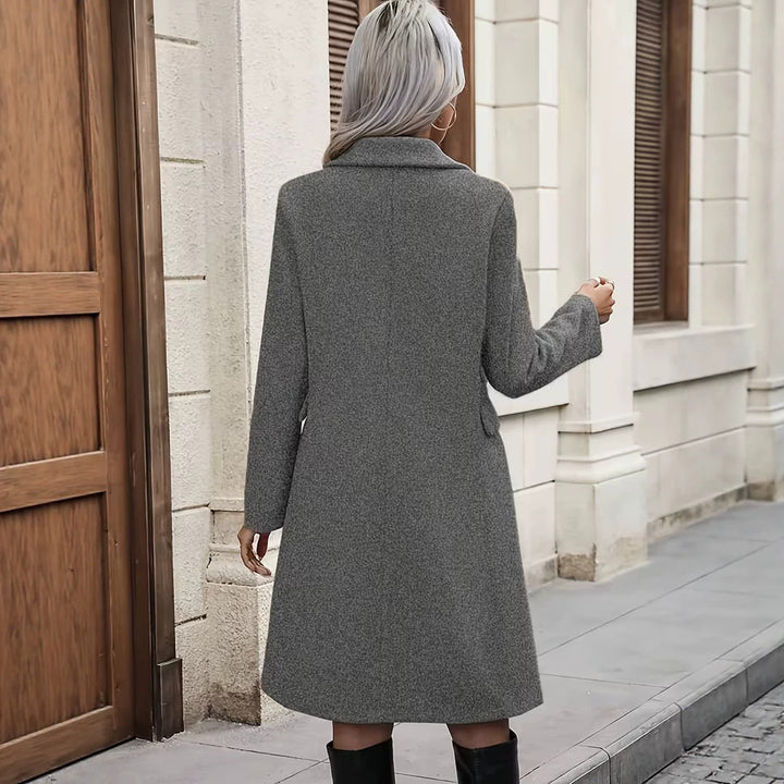 Damen Eleganter doppelt-knöpfiger Wollmantel