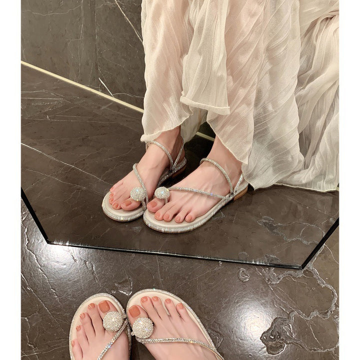 Damen Elegante mit Strass-Verzierte Rutsch-Sandalen Drune