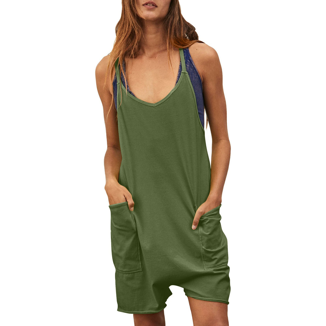 Damen komfortabler Overall mit tiefem Ausschnitt und praktischen Taschen Drune