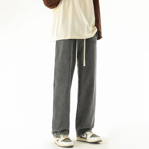 Herren Relaxed-Fit Denim-Jogginghose mit elastischem Tunnelzugbund und geradem Bein Drune