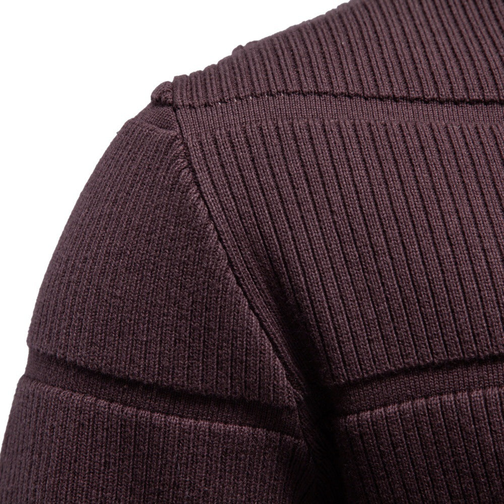 Herren Gestrickter Rundhals-Pullover mit Stepp-Optik und Rippbündchen Drune