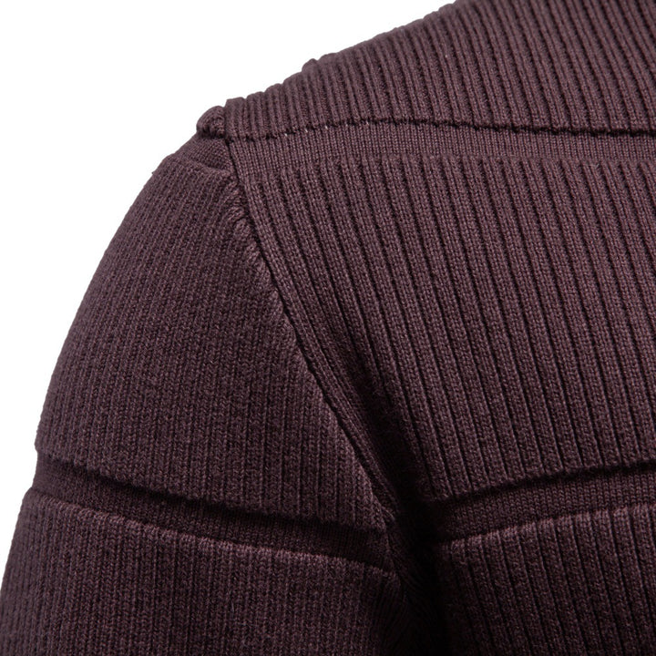 Herren Gestrickter Rundhals-Pullover mit Stepp-Optik und Rippbündchen Drune