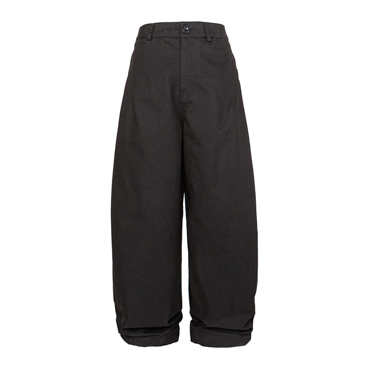 Damen Hohe Taillenweite Culotte-Hose aus schwerer Baumwollmischung mit Umschlagbund Drune