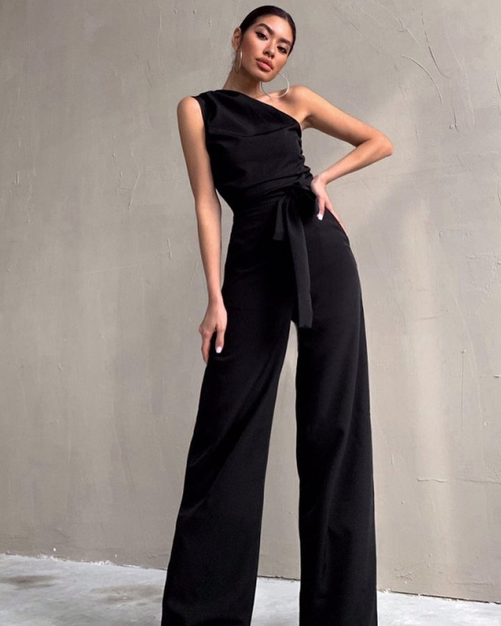 Damen One-Shoulder Jumpsuit mit weitem Bein Drune