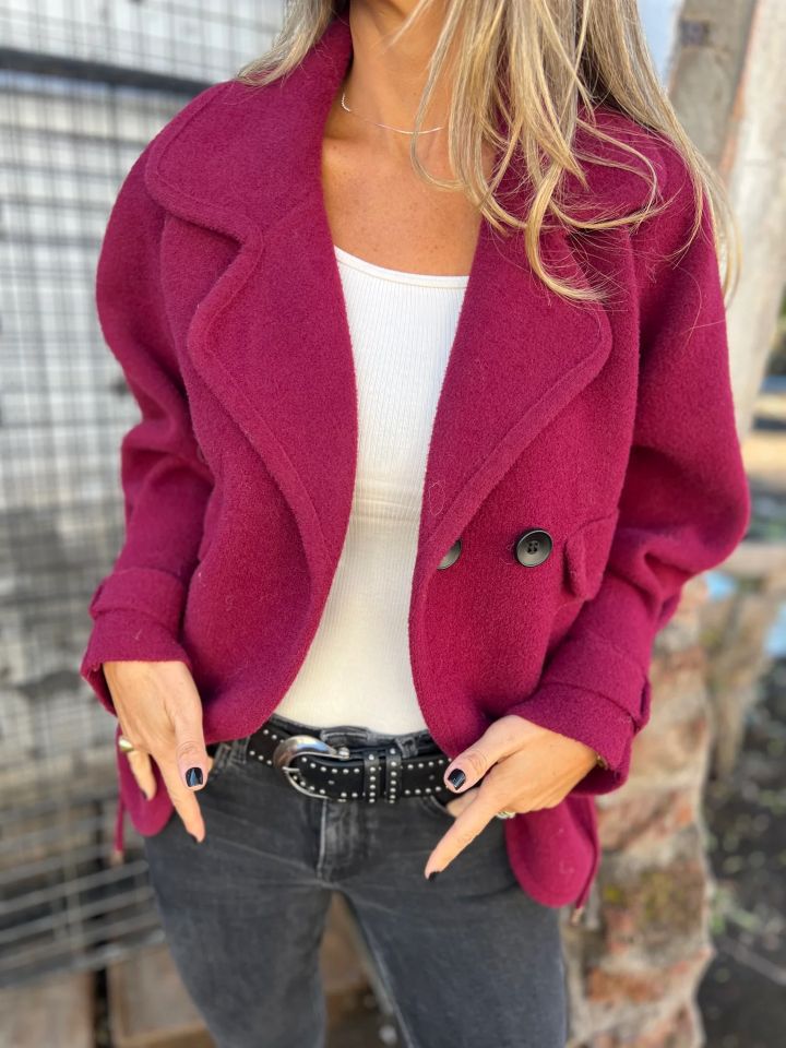 Damen Lässige Oversized-Jacke mit stylischem Kragen und Knopfverschluss Drune