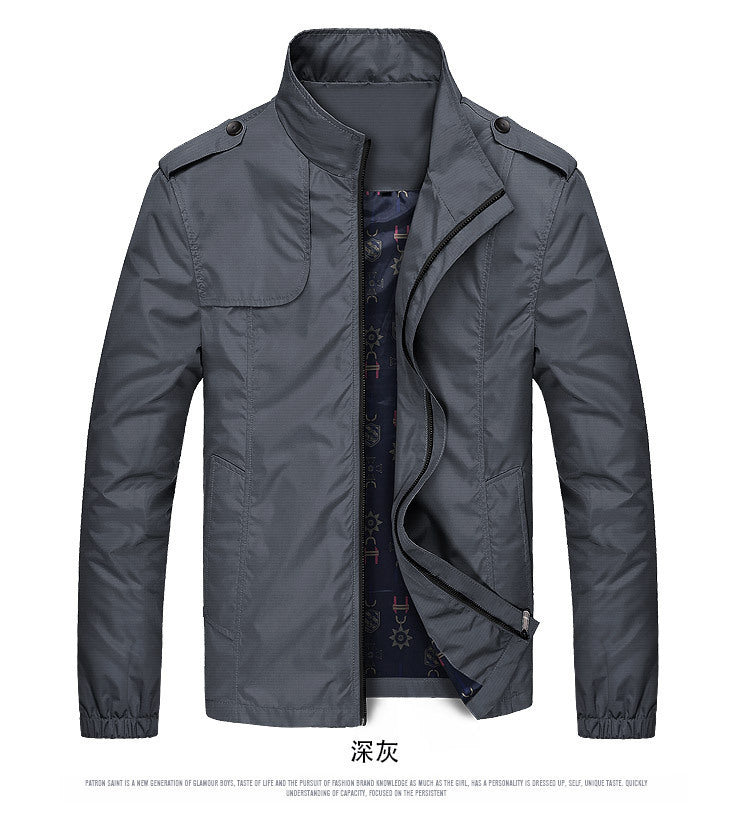 Herren Leichte Fieldjacke mit Stehkragen, Epauletten und gemustertem Innenfutter Drune