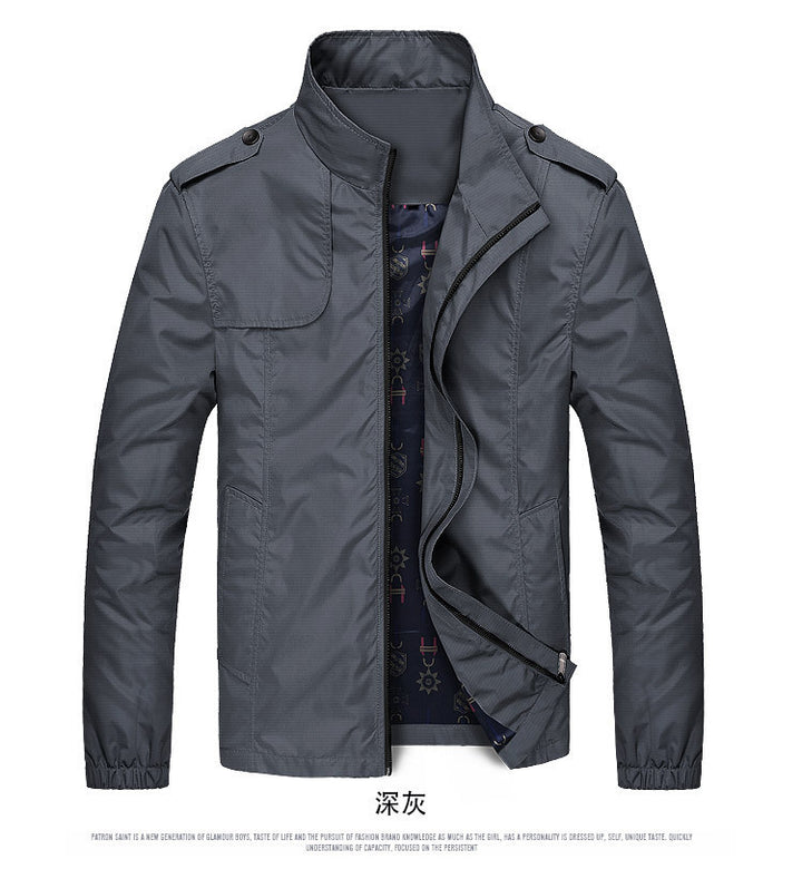 Herren Leichte Fieldjacke mit Stehkragen, Epauletten und gemustertem Innenfutter Drune