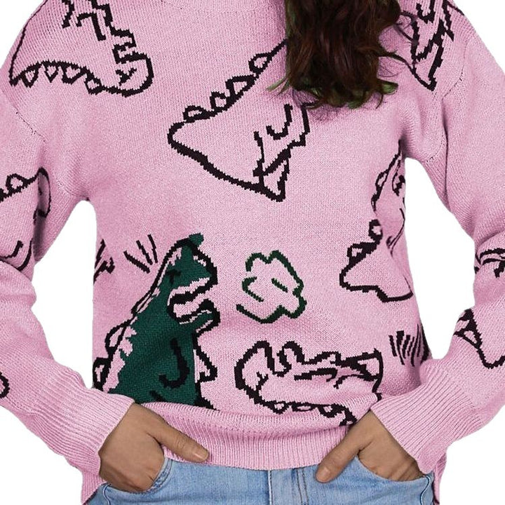 Damen Pullover mit Dinosaurier-Motiv und lässigem Schnitt Drune