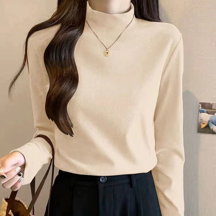 Damen Langarmshirt mit hochgeschlossenem Kragen und feiner Struktur Drune