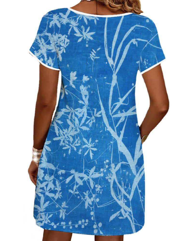 Damen Sommerliches T-Shirt-Kleid mit floralem Print Drune