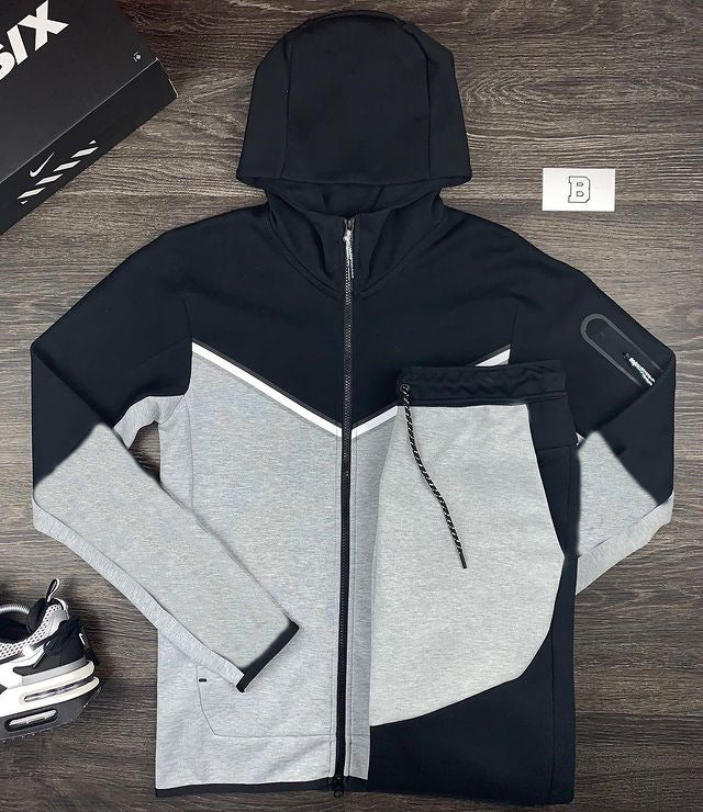 Herren sportliches Hoodie-Set mit atmungsaktiven Eigenschaften und modernen Kontrastdetails Drune