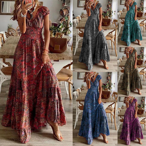 Damen Maxikleid mit verspieltem Schnitt und elastischen Details Drune