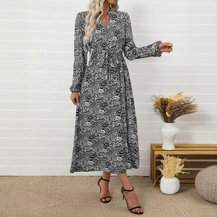 Damen Maxi-Kleid mit tailliertem Schnitt und floralen Mustern Drune