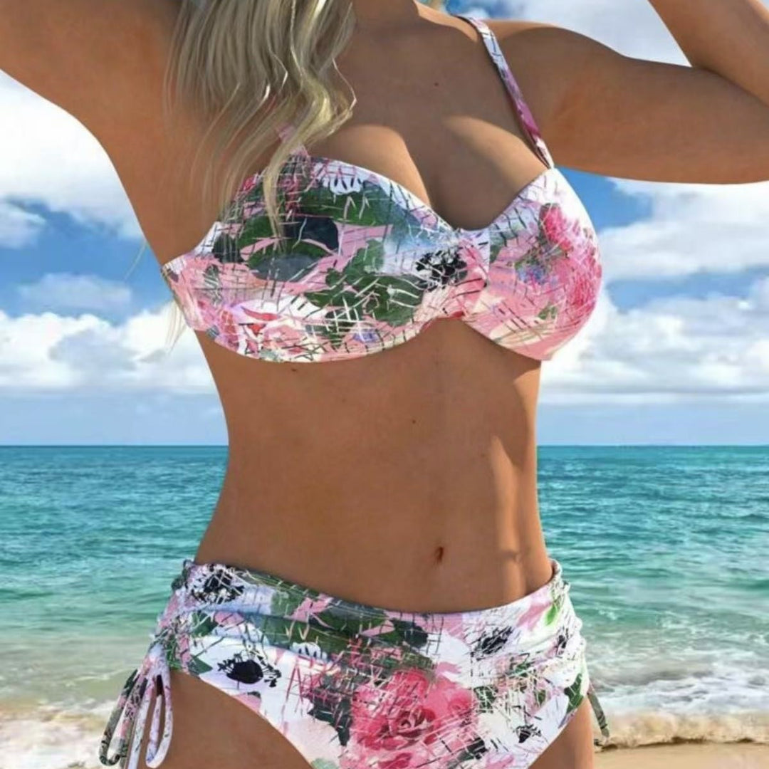 Damen Bikini-Set mit geschmeidigem Oberteil und hoch taillierter Hose Drune