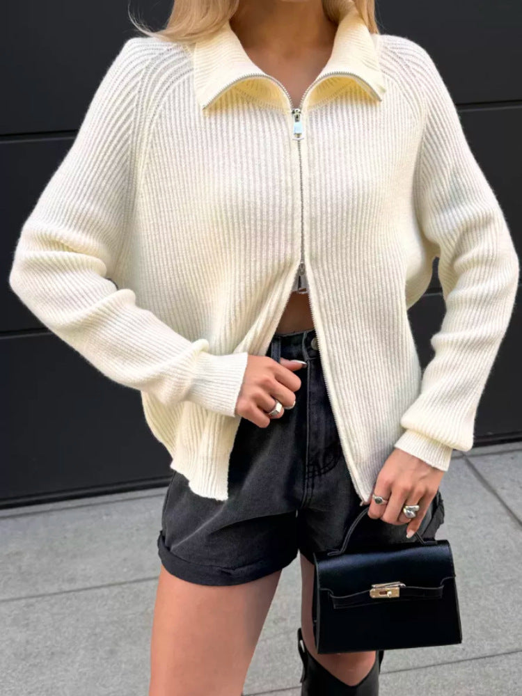 Damen Moderner Strickjacke mit hochwertigem Reißverschluss Drune
