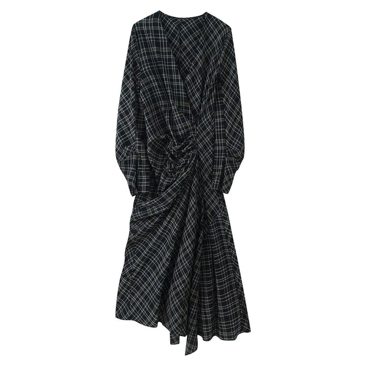 Damen Midikleid mit Wickoptik, seitlicher Raffung und asymmetrischem Saum Drune