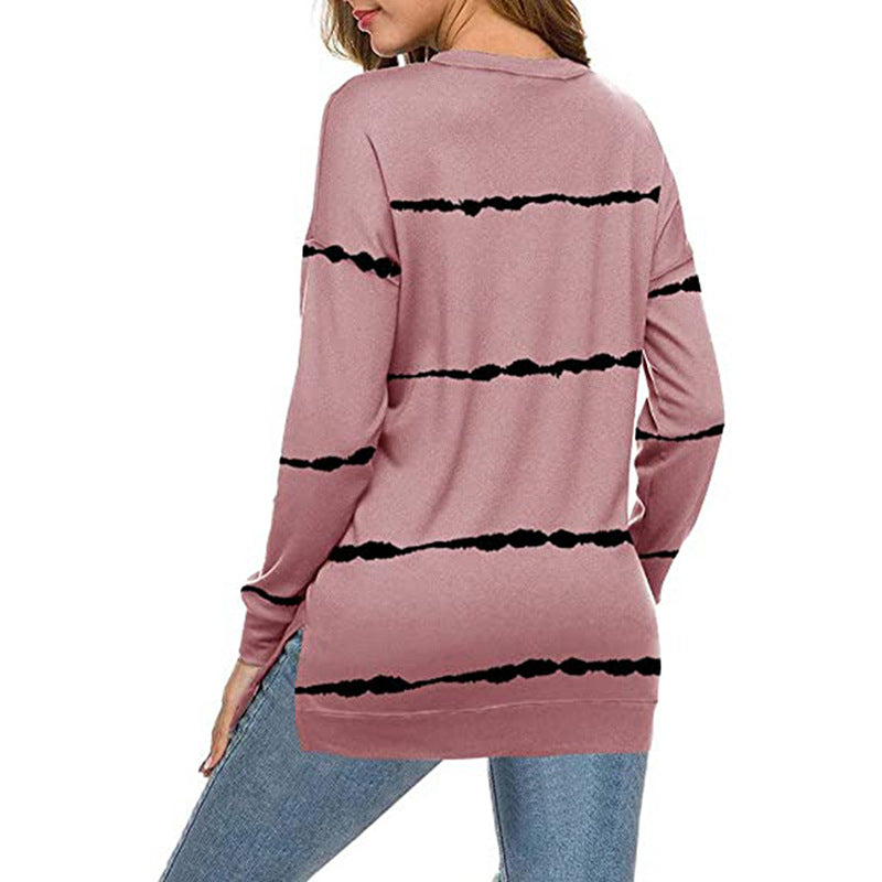Damen Freizeit Sweatshirt mit modernen Streifen Drune