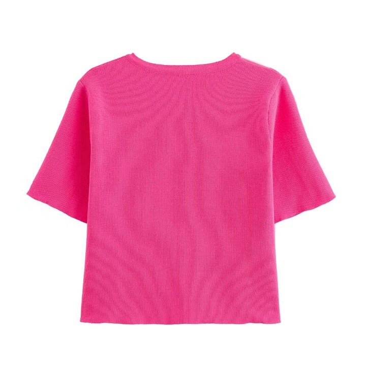 Damen Relaxed Fit Button-Up Cardigan mit kurzen Ärmeln Drune