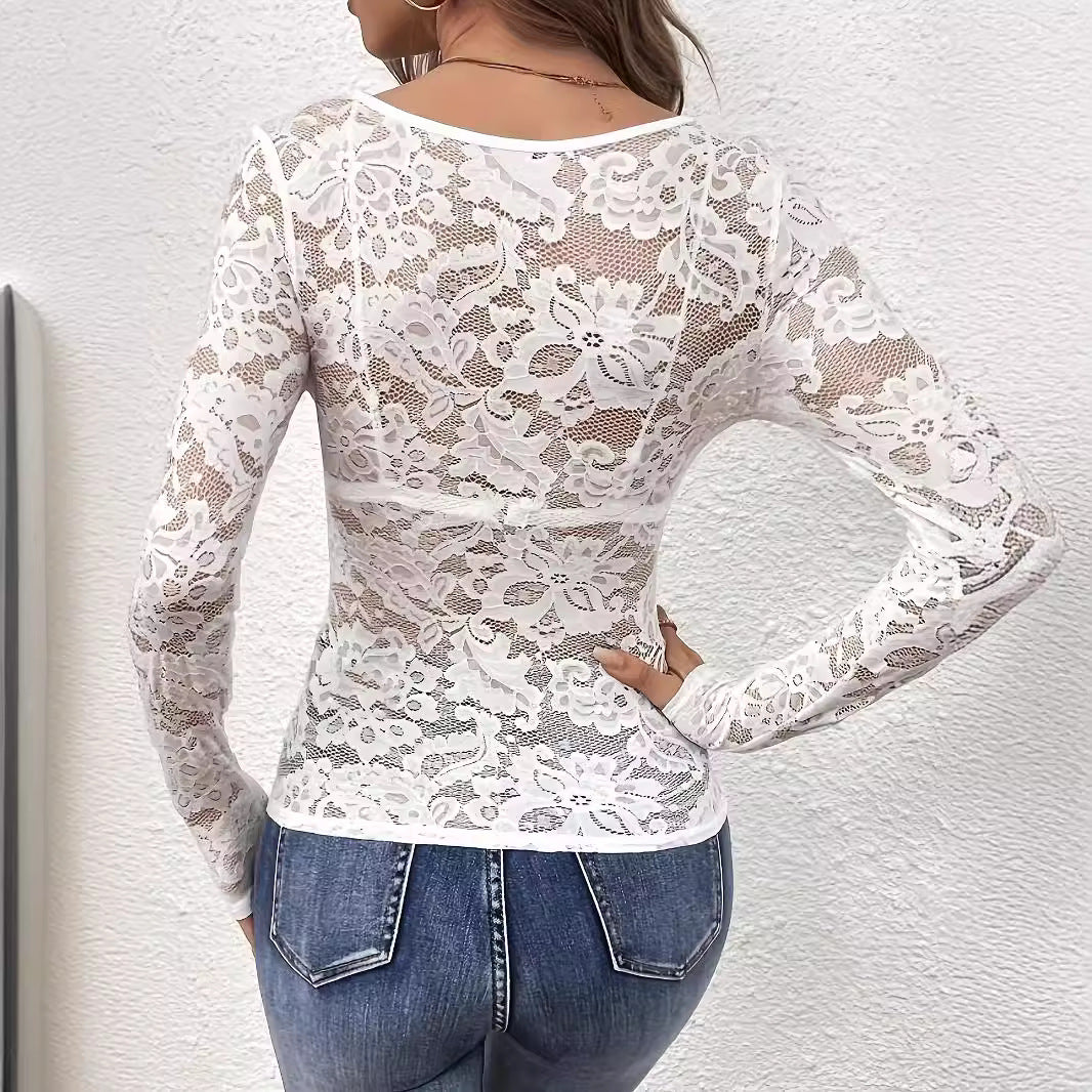 Damen nan figurbetontes Spitzen-Corsagenoberteil mit V-Ausschnitt und eingearbeitetem Bustier Drune