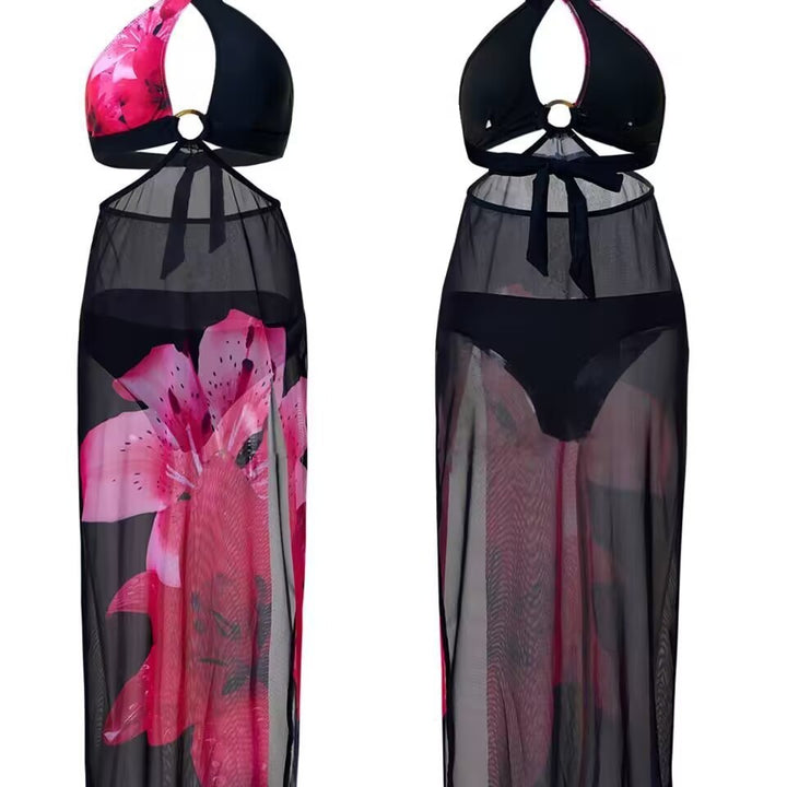 Damen Bikini-Set mit floralem Überwurf Drune