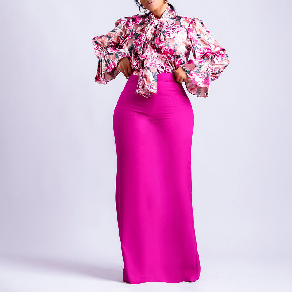 Damen Bluse mit verspieltem Rüschensaum und floralem Druck Drune