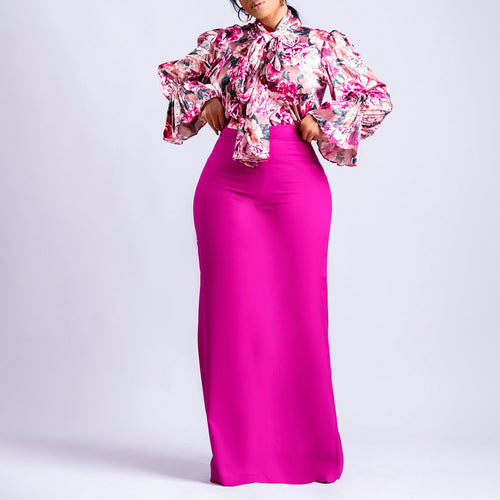 Damen Bluse mit verspieltem Rüschensaum und floralem Druck Drune