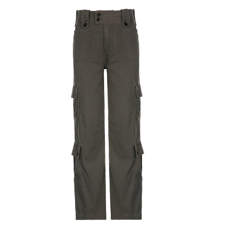 Damen Cargo-Hose mit praktischen Seitentaschen und hohem Bund Drune