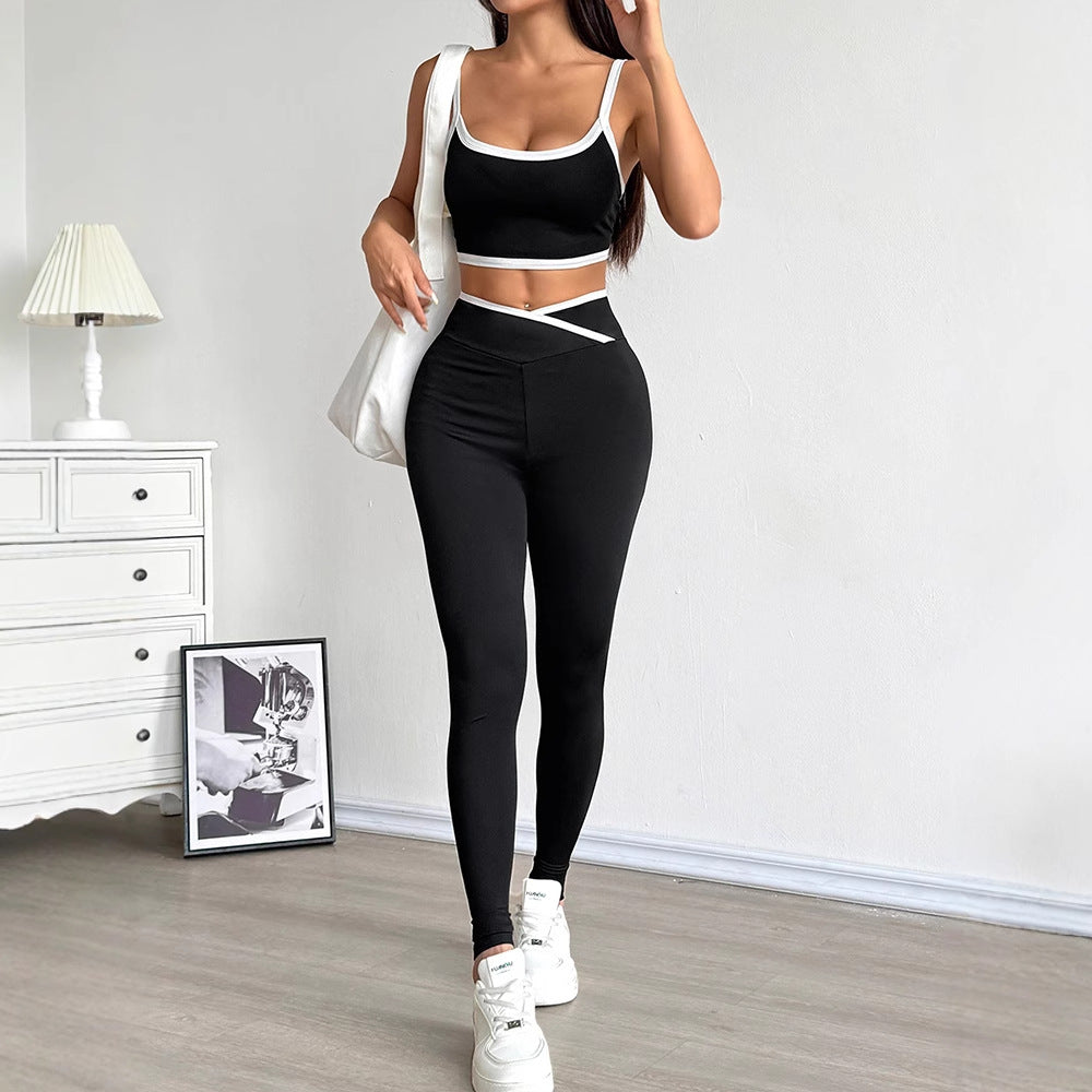 Damen Sportliches Set mit engem Oberteil und hoch geschnittenen Leggings Drune
