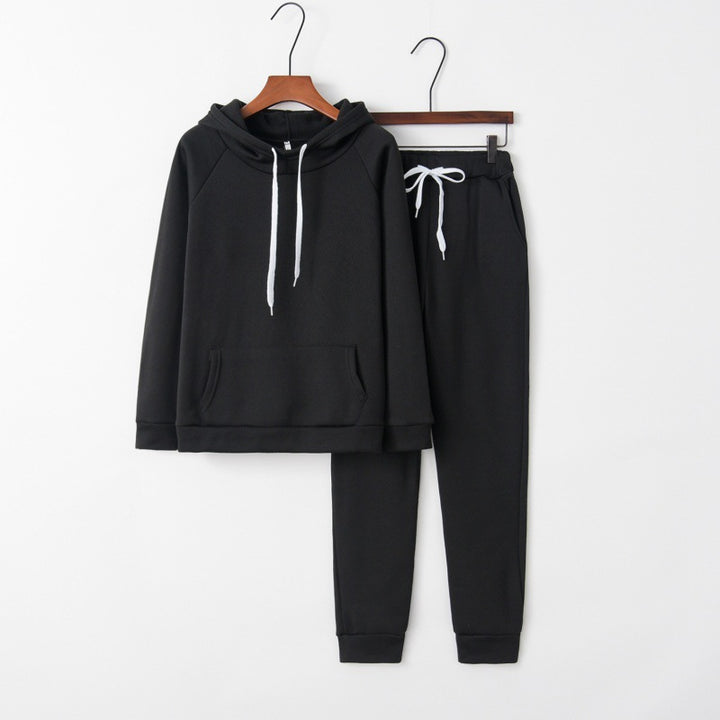 Damen Hausanzug-Set aus weichem Fleece mit Kapuzenpullover und Jogginghose Drune