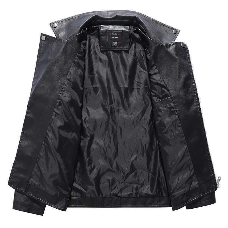 Herren Slim‑Fit Kunstleder‑Motorradblouson mit asymmetrischer Reißverschluss‑Front Drune